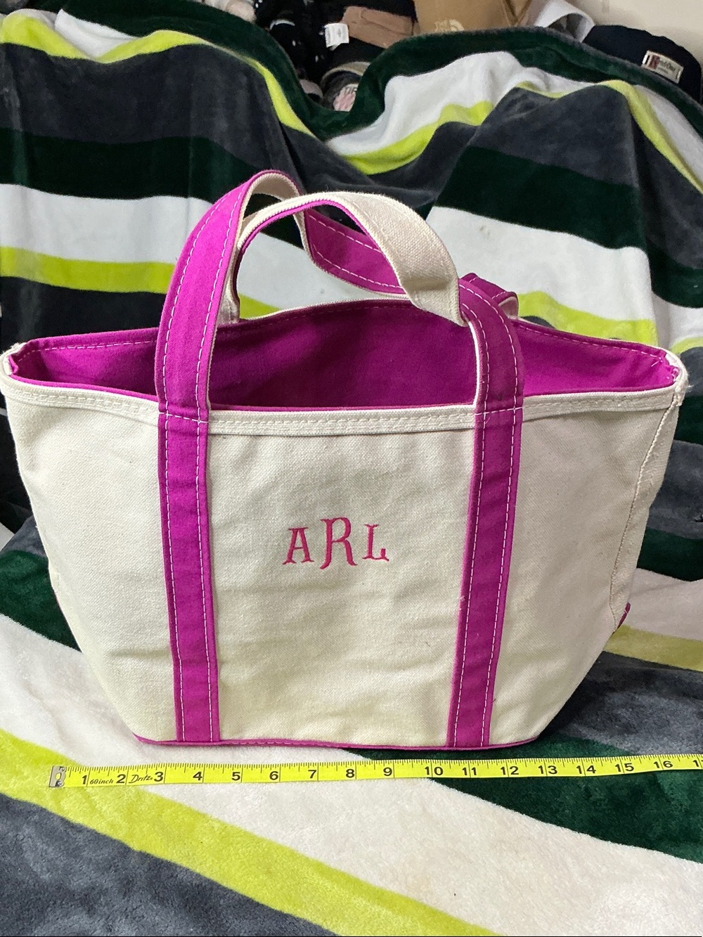 L.L. Bean Canvas Tote with Pink Trim - Picture 2 of 12